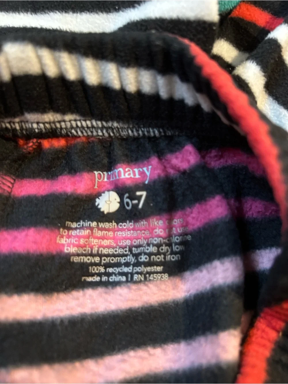 Primary Rainbow Stripe Fleece Pajama Bottoms